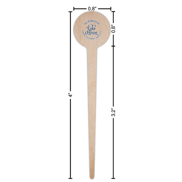 Lake House #2 Wooden 4" Food Pick - Round - Dimensions