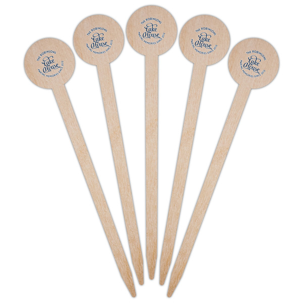 Lake House #2 Wooden 6" Food Pick - Round - Fan View