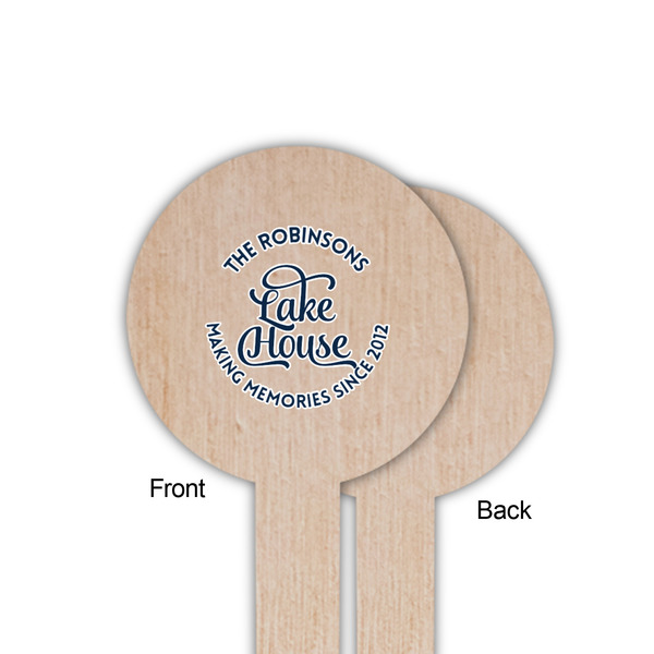Lake House #2 Wooden 6" Food Pick - Round - Single Sided - Front & Back