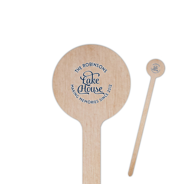 Custom Lake House #2 6" Round Wooden Stir Sticks - Double Sided (Personalized)