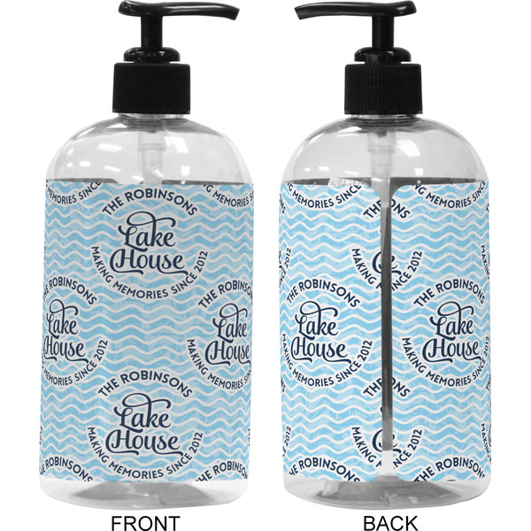 Lake House w/Name & Date 16 oz Plastic Liquid Dispenser (Approval)