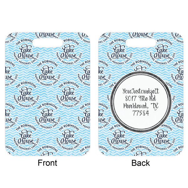 Lake House w/Name & Date Aluminum Luggage Tag (Front + Back)