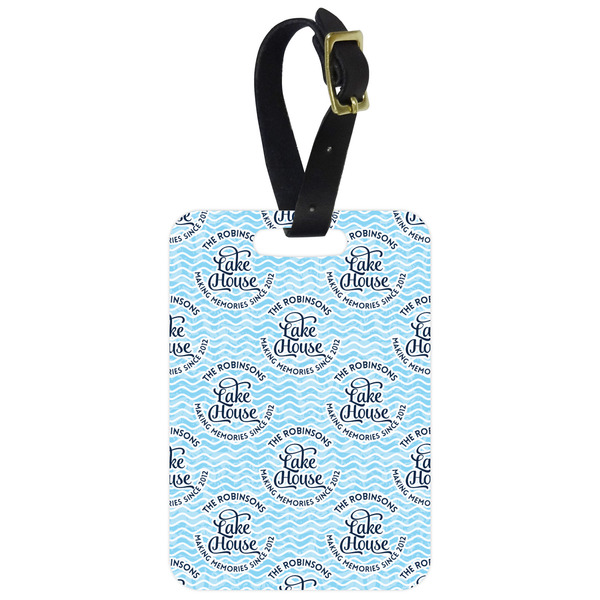 Custom Lake House #2 Metal Luggage Tag w/ Name All Over