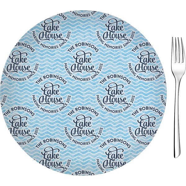 Custom Lake House #2 8" Glass Appetizer / Dessert Plates - Single or Set (Personalized)