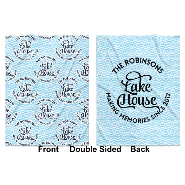 Lake House w/Name & Date Baby Blanket (Double Sided - Printed Front and Back)