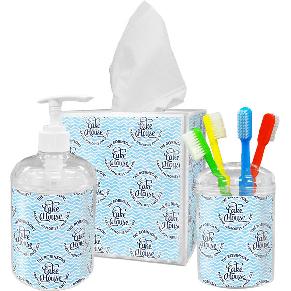 Lake House w/Name & Date Bathroom Accessories Set (Personalized)