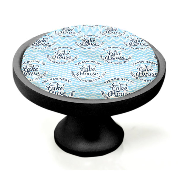 Lake House w/Name & Date Black Custom Cabinet Knob (Side)