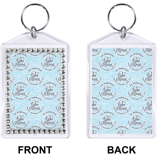 Lake House w/Name & Date Bling Keychain (Front + Back)
