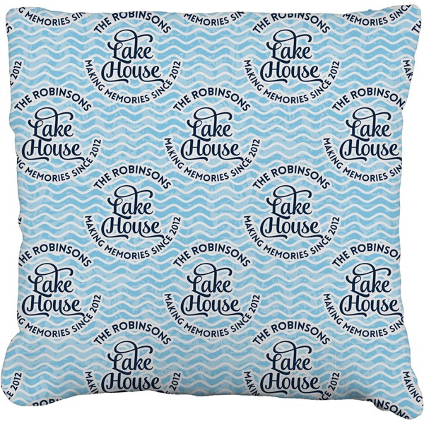 Custom Lake House #2 Faux-Linen Throw Pillow 18" (Personalized)