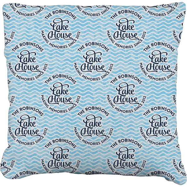 Custom Lake House #2 Faux-Linen Throw Pillow (Personalized)