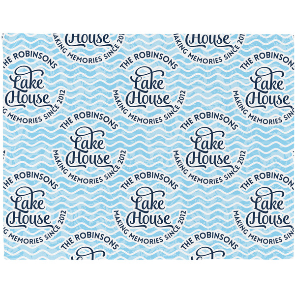 Custom Lake House #2 Woven Fabric Placemat - Twill w/ Name All Over