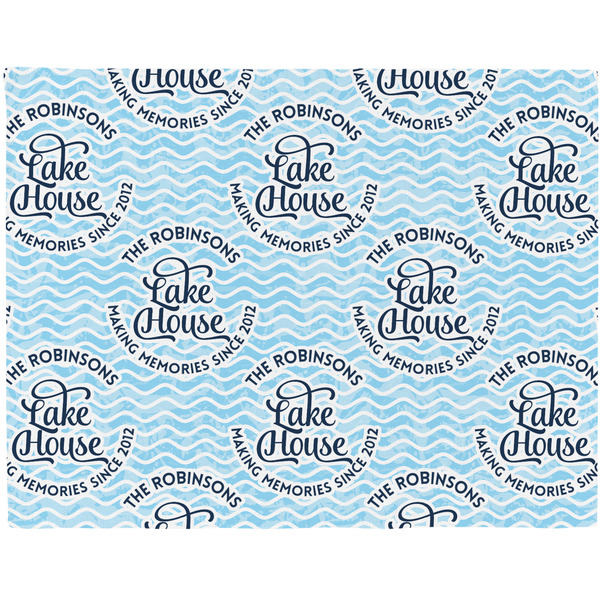 Custom Lake House #2 Woven Fabric Placemat - Twill w/ Name All Over