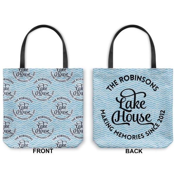 Lake House w/Name & Date Canvas Tote - Front and Back