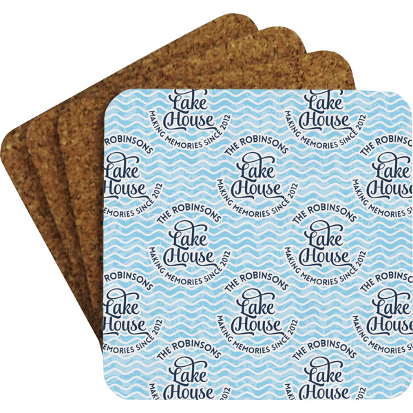 Lake House w/Name & Date Coaster Set (Personalized)
