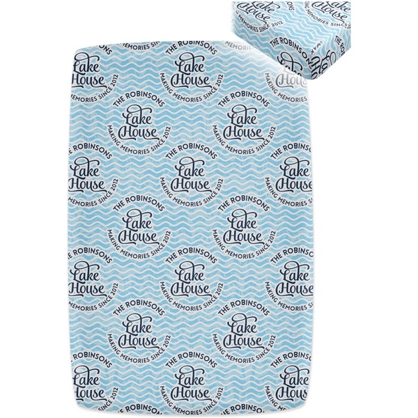 Lake House w/Name & Date Crib Fitted Sheet - Apvl