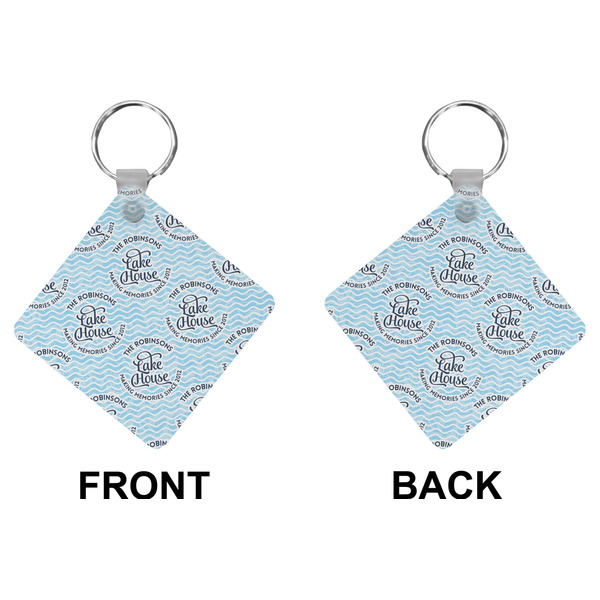 Lake House w/Name & Date Diamond Keychain (Front + Back)