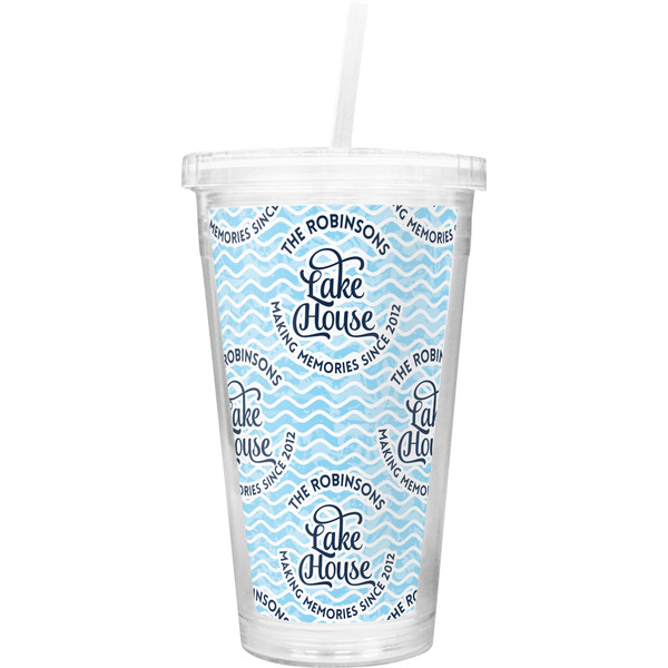 Custom Lake House #2 Double Wall Tumbler with Straw (Personalized)