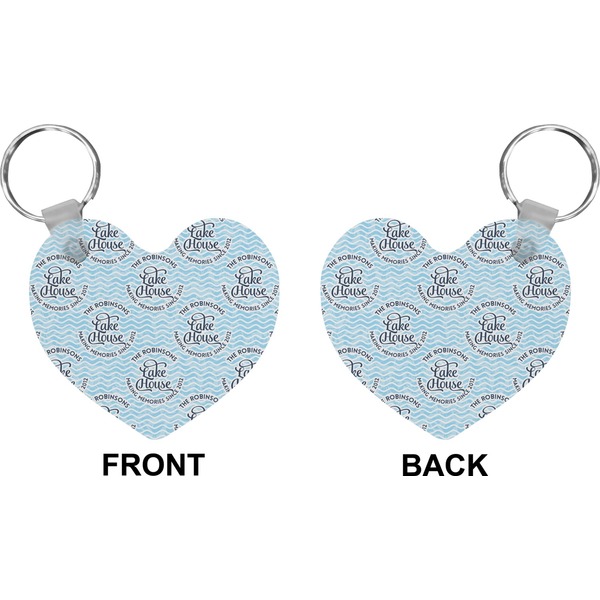 Lake House w/Name & Date Heart Keychain (Front + Back)