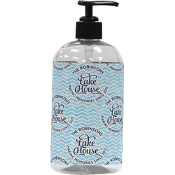 Lake House #2 Plastic Soap / Lotion Dispenser (16 oz - Large - Black) (Personalized)
