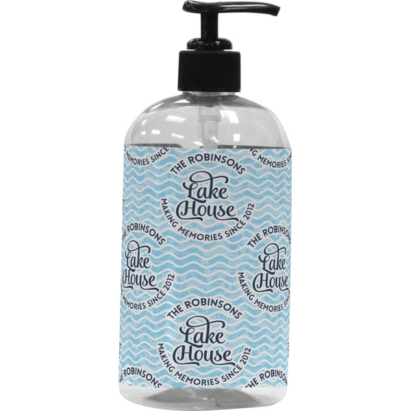 Custom Lake House #2 Plastic Soap / Lotion Dispenser (16 oz - Large - Black) (Personalized)