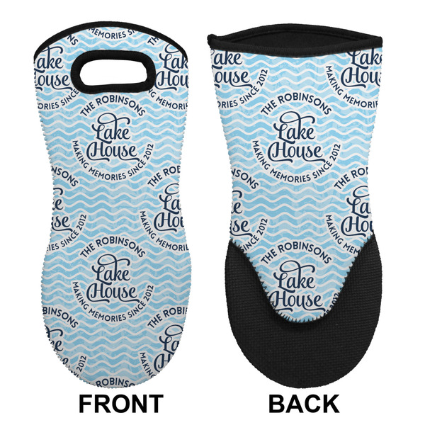 Lake House w/Name & Date Neoprene Oven Mitt (Front & Back)