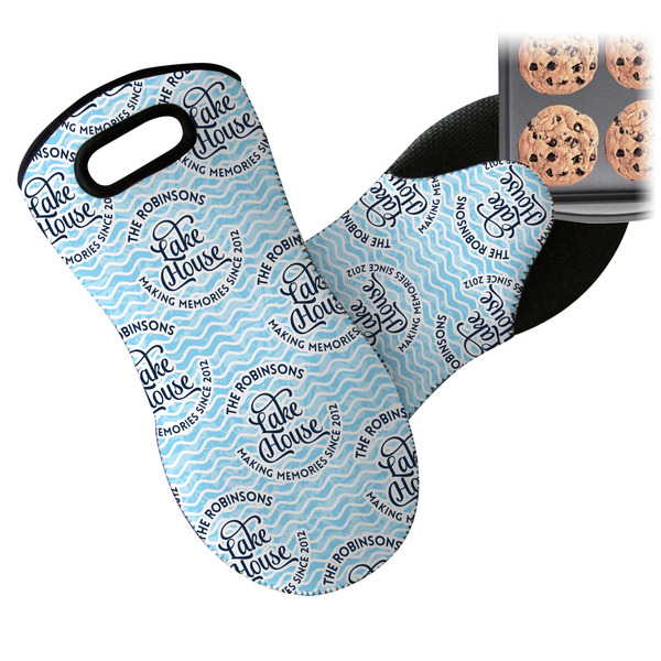 Lake House w/Name & Date Neoprene Oven Mitt