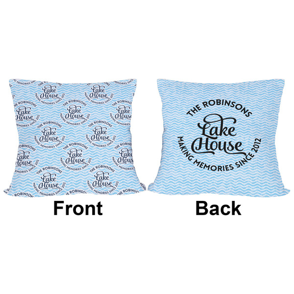 Lake House w/Name & Date Outdoor Pillow - 16x16
