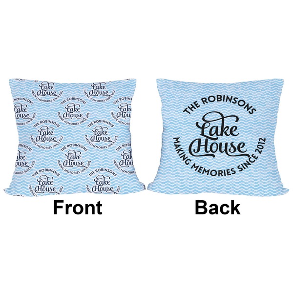 Lake House w/Name & Date Outdoor Pillow - 18x18