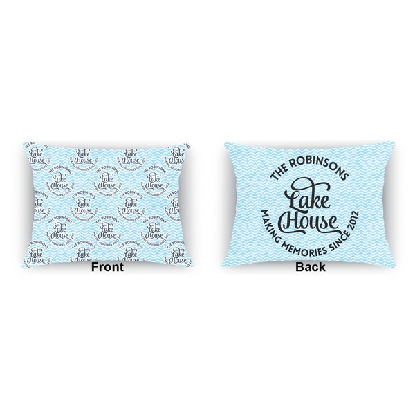 Lake House w/Name & Date Outdoor Rectangular Throw Pillow (Front and Back)