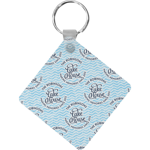 Custom Lake House #2 Diamond Plastic Keychain w/ Name All Over