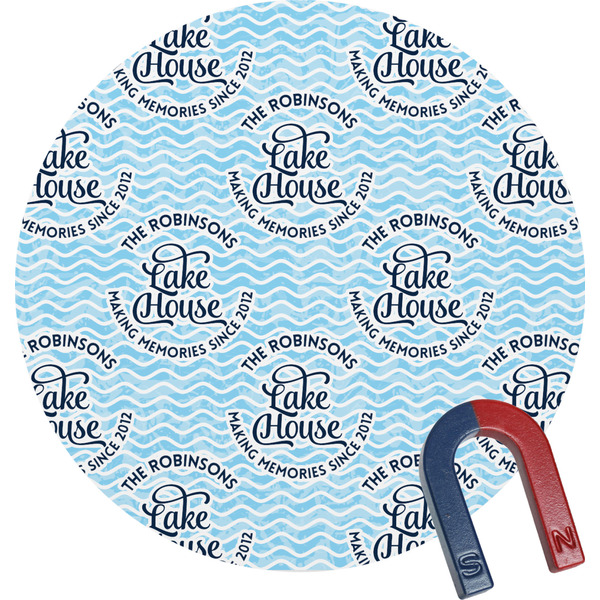 Custom Lake House #2 Round Fridge Magnet (Personalized)