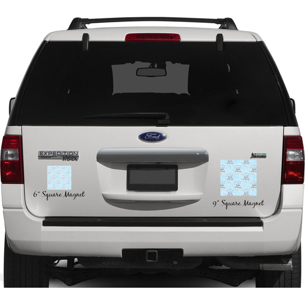 Lake House w/Name & Date Personalized Square Car Magnets on Ford Explorer