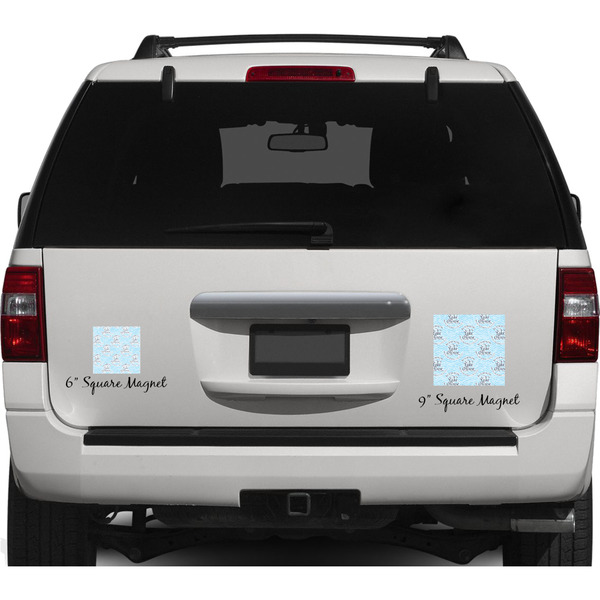 Lake House w/Name & Date Personalized Square Car Magnets on Ford Explorer