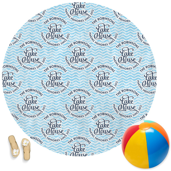 Custom Lake House #2 Round Beach Towel (Personalized)