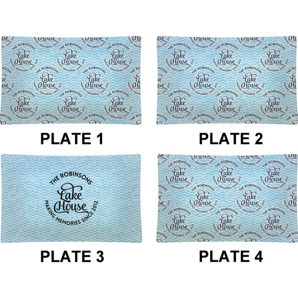 Lake House w/Name & Date Set of Rectangular Dinner Plates (Approval)