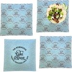 Lake House #2 Set of 4 Glass Square Lunch / Dinner Plate 9.5" (Personalized)