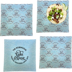 Lake House #2 Set of 4 Glass Square Lunch / Dinner Plate 9.5" (Personalized)