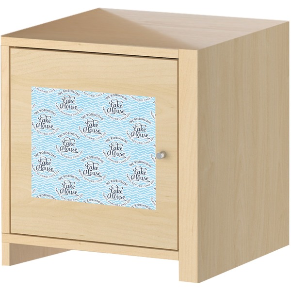 Lake House w/Name & Date Square Wall Decal on Wooden Cabinet