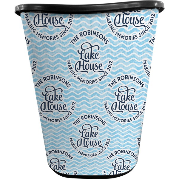 Custom Lake House #2 Waste Basket - Single Sided (Black) (Personalized)