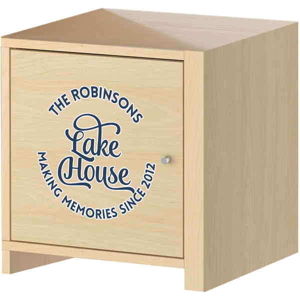Lake House w/Name & Date Wall Graphic on Wooden Cabinet