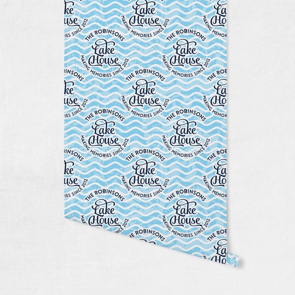 Lake House w/Name & Date Wallpaper on Wall