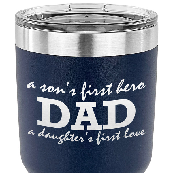 Father's Day Quotes & Sayings 30 oz Stainless Steel Ringneck Tumbler - Navy - CLOSE UP