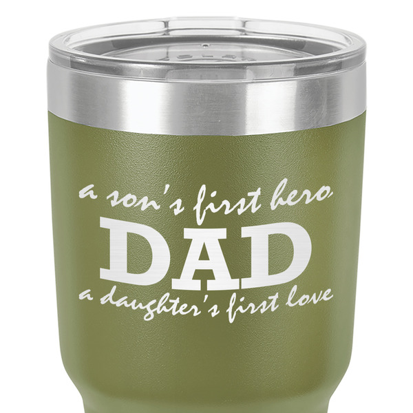 Father's Day Quotes & Sayings 30 oz Stainless Steel Ringneck Tumbler - Olive - Close Up