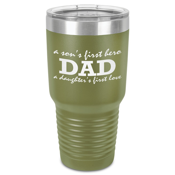 Father's Day Quotes & Sayings 30 oz Stainless Steel Ringneck Tumbler - Olive - Front