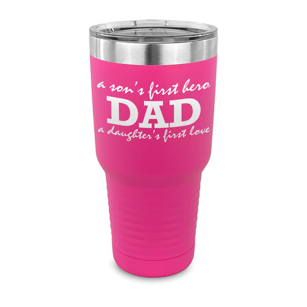 Custom Father's Day Quotes & Sayings 30 oz Stainless Steel Tumbler - Pink - Single Sided