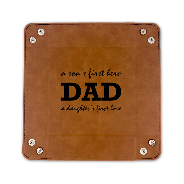 Father's Day Quotes & Sayings 6" x 6" Leatherette Snap Up Tray - FLAT FRONT