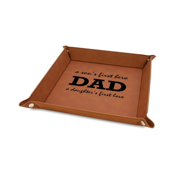 Custom Father's Day Quotes & Sayings 6" x 6" Faux Leather Valet Tray
