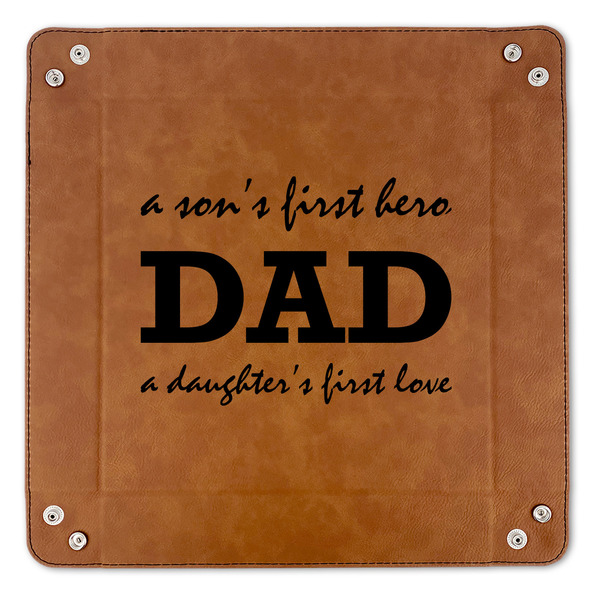 Father's Day Quotes & Sayings 9" x 9" Leatherette Snap Up Tray - APPROVAL (FLAT)