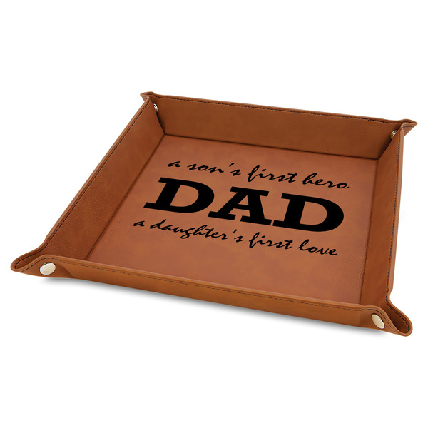 Custom Father's Day Quotes & Sayings 9" x 9" Leather Valet Tray