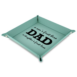 Father's Day Quotes & Sayings 9" x 9" Teal Faux Leather Valet Tray